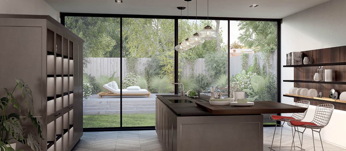 מטבח מודרני מילום מול חלון